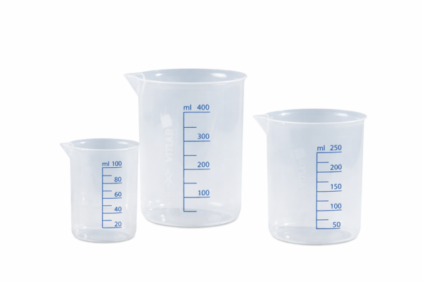 griffin beakers, pp, molded blue graduations